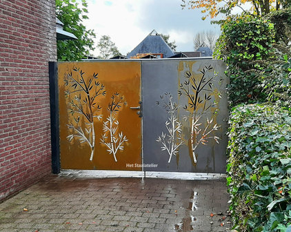 Dubbele cortenstaal poort bamboe 