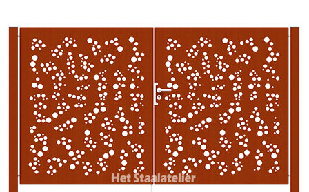 Dubbele poort cortenstaal bubbles