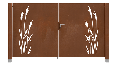 cortenstaal poort wuivend riet