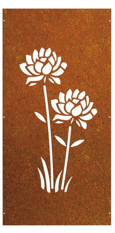 Cortenstaal schutting paneel bloem