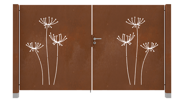 cortenstaal poort met patroon