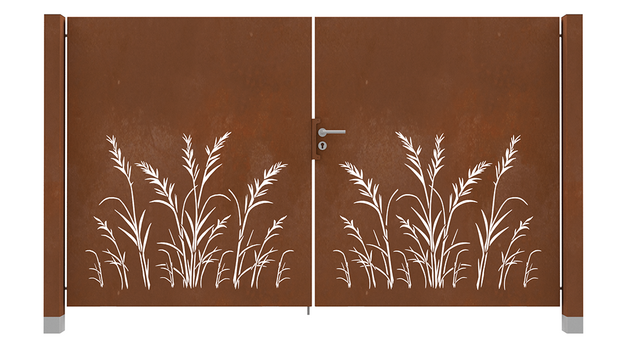 Corten staal poort grassen