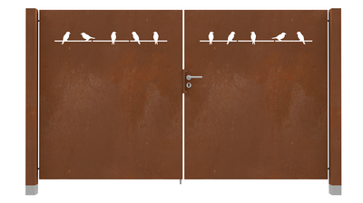 Dubbele Cortenstaal Poort vogels op lijn
