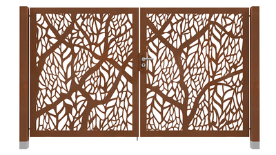 Dubbele Cortenstaal Poort Bladnerf