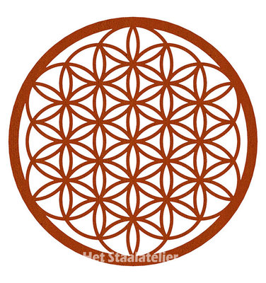Cortenstaal wanddecoratie Flower of Life 75cm